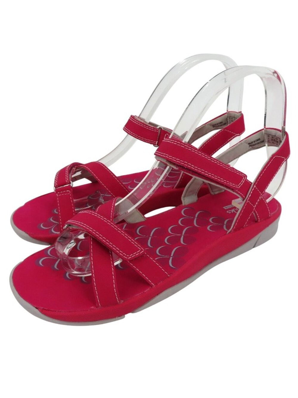 Clarks Women 7 M 15906 Pink Gray Strappy Hook and Loop Comfort Sandals Shoes
